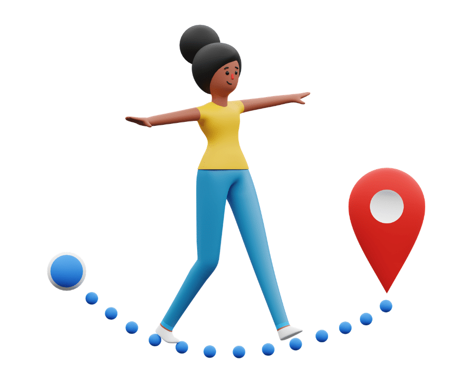 Woman on google maps tightrope